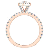 Petite ring for women Marquise Cut Halo Bridal Set 18K Gold 1.55 ct-G,SI - Rose Gold