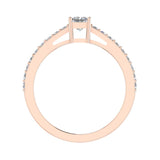 Classic Style Petite Princess Cut Diamond Promise Ring 14K Gold-I,I1 - Rose Gold