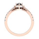 1.75 Ct Pear Cut Black Diamond Halo Diamond Wedding Ring Set 14K Gold-I,I1 - Rose Gold