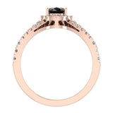 1.70 Ct Pear Cut Black Diamond Halo Diamond Wedding Ring Set 14K Gold-I,I1 - Rose Gold