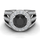 7.30 MM Black Diamond Engagement Ring 14K Gold 2.80 carat-I,I1 - White Gold
