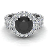 Black Diamond Wedding Ring Set 14K Gold 7.40 mm 5.15 ct-G,SI - White Gold