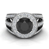 Black diamond engagement ring 14K Gold 8.00 mm 3.50 carat-G,SI - White Gold