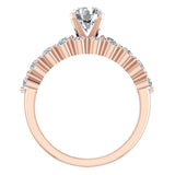 Round Diamond Wedding Ring Set shared prong 14K Gold 1.50 ct-I,I1 - Rose Gold
