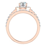 1.38 Ct Round Brilliant Cut Halo Diamond Engagement Ring Set 14K Gold (G,SI) - Rose Gold