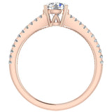 GIA Round brilliant diamond engagement rings split shank 14K 1.10 ct H SI - Rose Gold