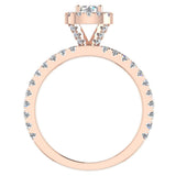 Halo Diamond engagement rings petite Round brilliant 18K 1.05 ctw G,VS - Rose Gold