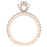 Petite Wedding Rings Halo Round Cut bridal Set 18K Gold 1.50 ct-G,SI - Rose Gold