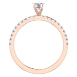 Petite Engagement Ring Round Cut Diamond 18K Gold 0.65 ct-G,SI - Rose Gold
