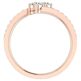 14K Gold Ring Diamond Engagement Ring for Women 2-Stone Glitz Design - Rose Gold