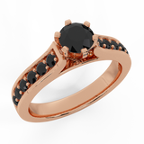 Black Diamond Engagement Ring 14K Gold - Rose Gold