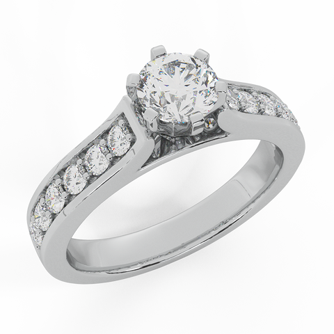 Diamond Engagement Rings Round Brilliant Diamond Ring 6-prong-G,VS - White Gold
