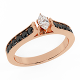 3/4 ct Marquise & Round Accent Black Engagement Ring 14K Gold-G,I1 - Rose Gold