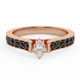 1/2 Carat Marquise & Round Accent Black Engagement Ring 14K Gold-G,I1 - Rose Gold