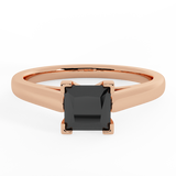 Princess Black Diamond Cathedral Setting Engagement Ring in 14k Gold - Rose Gold