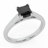 Princess Black Diamond Cathedral Setting Engagement Ring in 14k Gold - White Gold