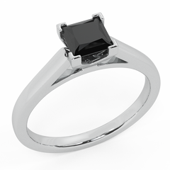 Princess Black Diamond Cathedral Setting Engagement Ring White Gold
