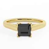 Princess Black Diamond Cathedral Setting Engagement Ring in 14k Gold - Yellow Gold
