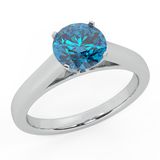 Round Blue Diamond Cathedral Setting Engagement Ring in 14k Gold-Blue - White Gold