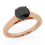 Round Brilliant Earth-mined Black Diamond Engagement Ring 14K Gold - Rose Gold