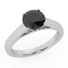 Round Brilliant Earth-mined Black Diamond Engagement Ring White Gold