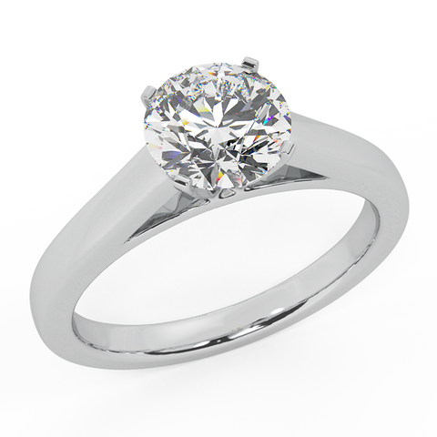 Diamond Engagement Ring for Women Round Solitaire 4-prong 14K Gold-I,I1 - White Gold