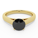 Round Brilliant Earth-mined Black Diamond Engagement Ring 14K Gold - Yellow Gold