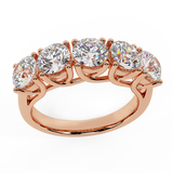 Wedding band 14K Gold Five Stone Diamond Wedding Ring Trellis Setting-I,I1 - Rose Gold