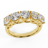 Wedding band 14K Gold Five Stone Diamond Wedding Ring Trellis Setting-G,I1 - Yellow Gold