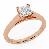 Diamond Engagement Rings for Women Princess Solitaire Ring 14K Gold-G,SI - Rose Gold