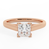 Diamond Engagement Rings for Women Princess Solitaire Ring 14K Gold-I,I1 - Rose Gold