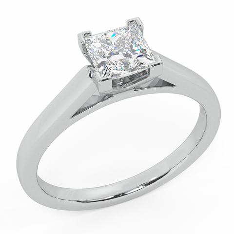 Diamond Engagement Rings for Women Princess Solitaire Ring 14K Gold-G,I2 - White Gold