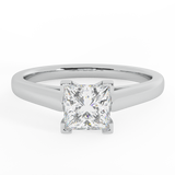 Diamond Engagement Rings for Women Princess Solitaire Ring 14K Gold-I,I1 - White Gold