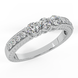 Three-stone Vintage Diamond Ring Past Present Future 1/2ct 14K Gold-SI - White Gold