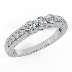 Three-stone Vintage Diamond Ring Past Present Future White Gold