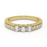 Three-stone Vintage Diamond Rings Past Present Future 1/2 ctw 14K Gold I1 - Yellow Gold