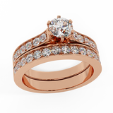 Wedding Ring Set for Women Round Diamond Bridal Set 14K Gold-H,SI - Rose Gold