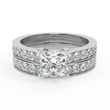 Princess Cut Diamond Cathedral Accent Engagement Ring Set 14K Gold-G,SI - White Gold