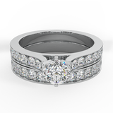 Wedding Ring Set for Women Round Diamond Bridal Set 14K Gold-H,SI - White Gold