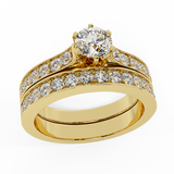 Wedding Ring Set for Women Round Diamond Bridal Set 14K Gold-H,SI - Yellow Gold