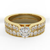 Wedding Ring Set for Women Round Diamond Bridal Set 14K Gold-G,I1 - Yellow Gold