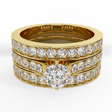 Diamond Wedding Ring Set Round Brilliant Cut w/ Enhancer Bands 14K Gold G-VS - White Gold