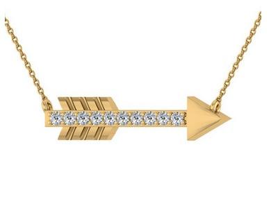 0.10 cttw Diamond Arrow Necklace 14K Gold on Sterling