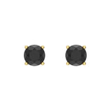 Black Diamond Earrings for Women-Girls-Men Round Diamond Stud 14K Gold - Yellow Gold