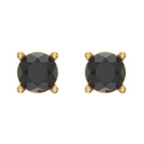 14K Gold Black Diamond Earrings for Women-Girls Gift-Box 2/3 Carat - Yellow Gold