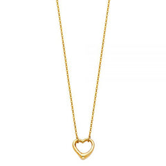 Bold Heart Pendant Bubble style 14K Solid Gold Necklace 18” length