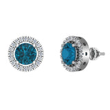 Topaz and diamond Earrings for Women Halo Earrings 2.32 carat 14K Gold - White Gold