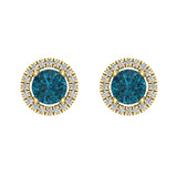 Topaz and diamond Earrings for Women Halo Earrings 2.32 carat 14K Gold - Yellow Gold