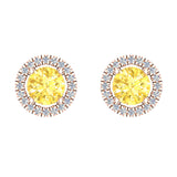 Citrine & diamond Earrings for Women Halo Earrings 2.32 carat 14K Gold - Rose Gold
