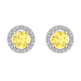 Citrine & diamond Earrings for Women Halo Earrings 2.32 carat 14K Gold - White Gold